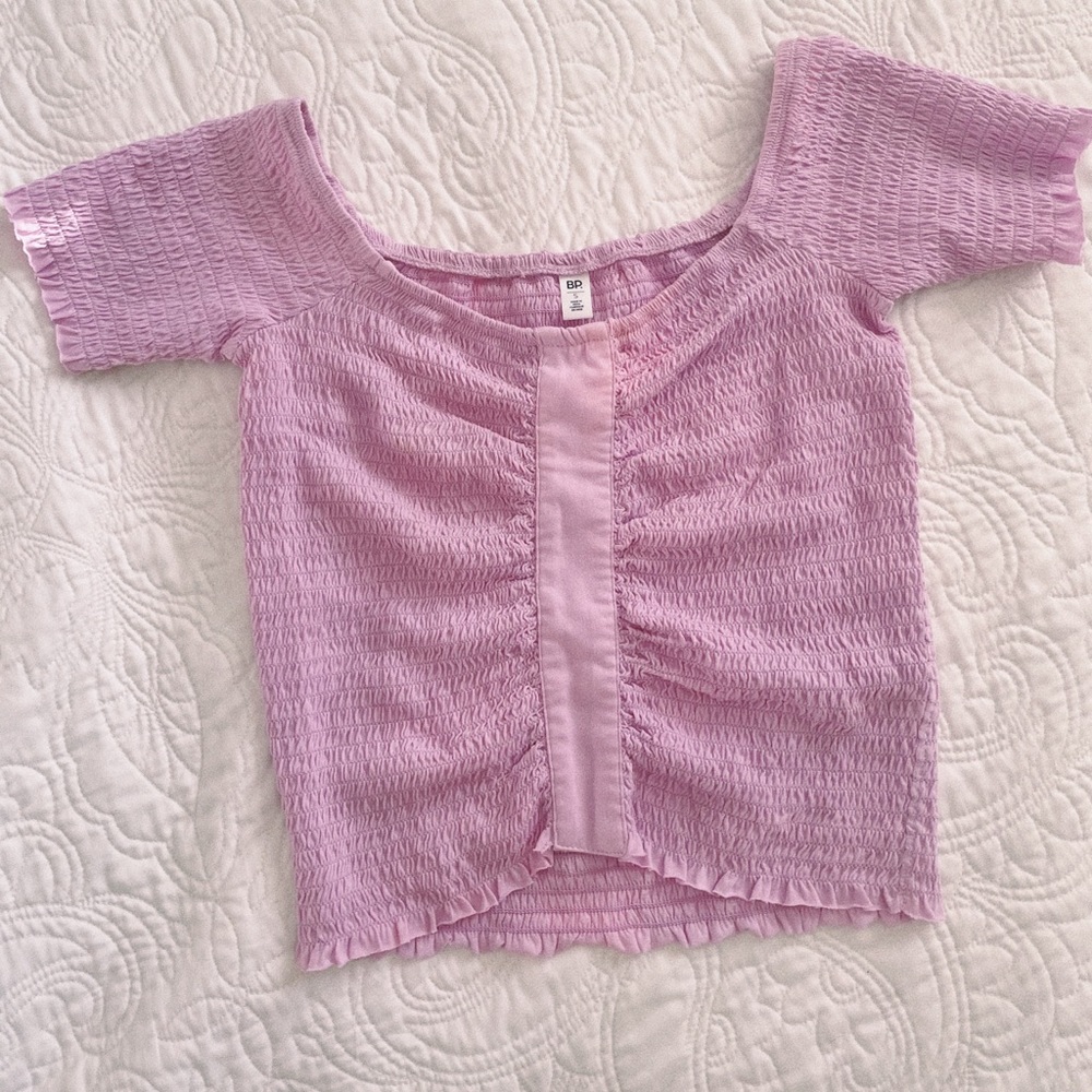 pink rouched top